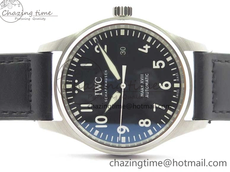 MIROTIME 0224 Soft MARK XVIII IW327001 SS FKF 1:1 Best Edition Black Dial On Black Leather Strap 7119